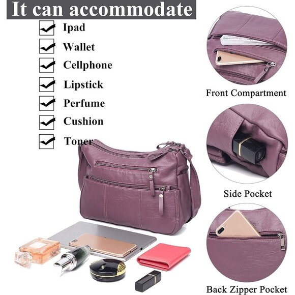 🆕 Volganik Rock PU Leather Shoulder Bag Women Pink Soft Pocketbooks Purse - Picture 5 of 6